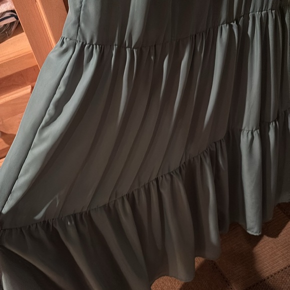 Fables agate green color women’s medium spaghetti strap Thai front long dress - Picture 4 of 12